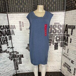 Active Life XL Blue Heather Scoop Neck Detail Hem Sleeveless Above Knee Dress